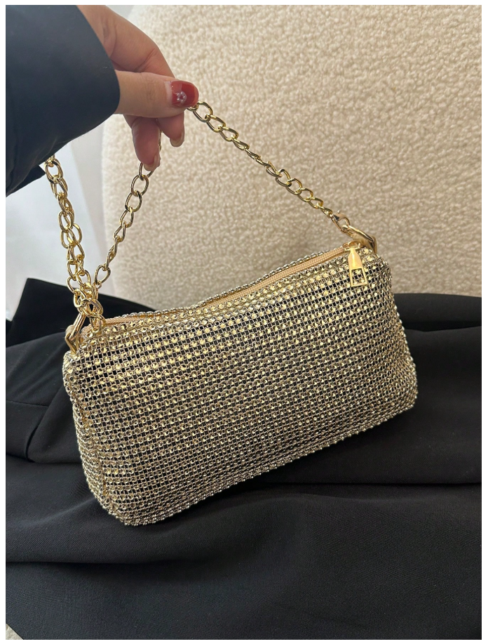 Cartera dorada agarre de cadena - 6182