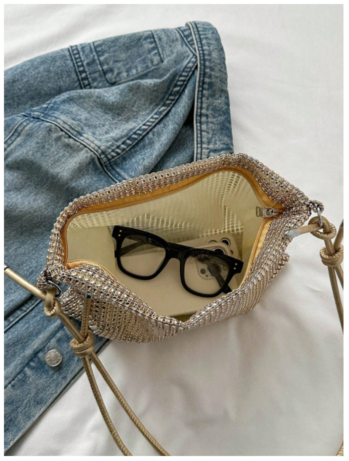 Cartera dorada metálica grande - 6188