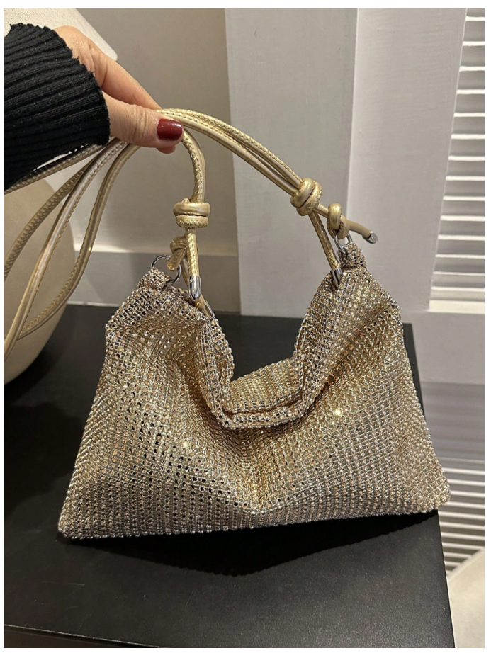 Cartera dorada metálica grande - 6188