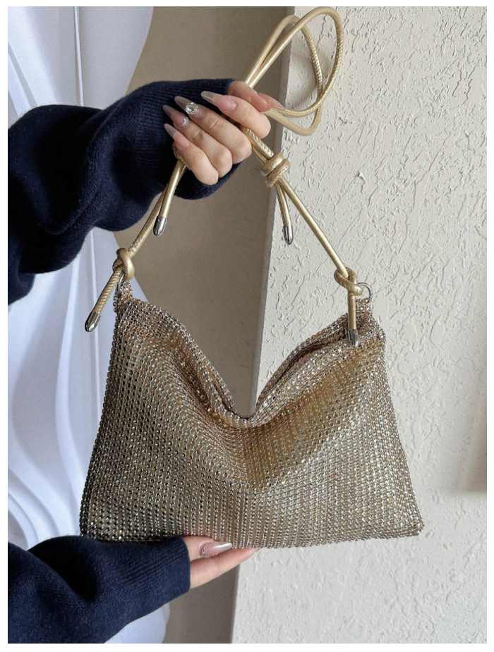 Cartera dorada metálica grande - 6188