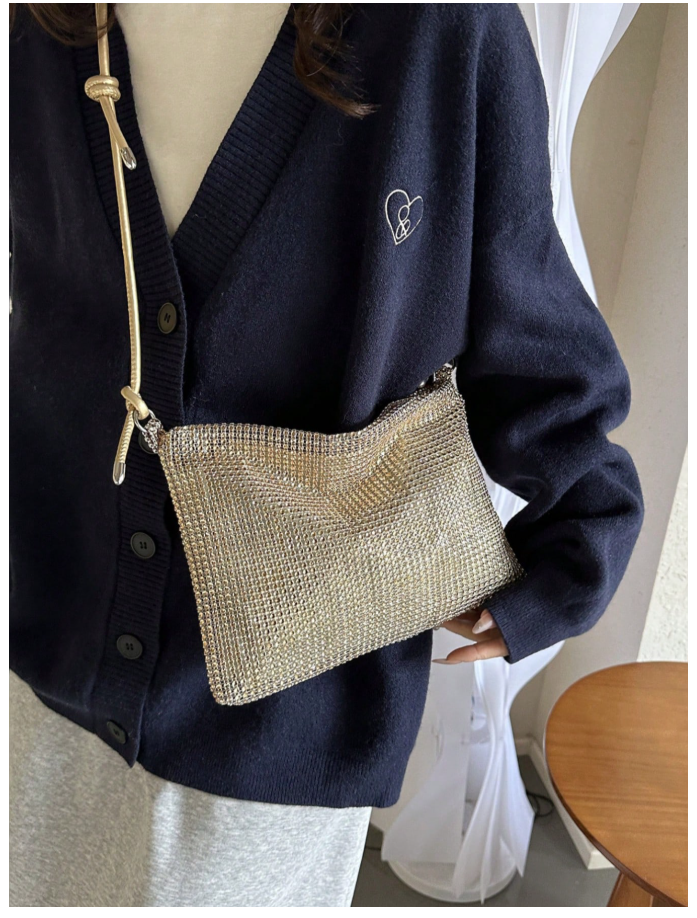 Cartera dorada metálica grande - 6188
