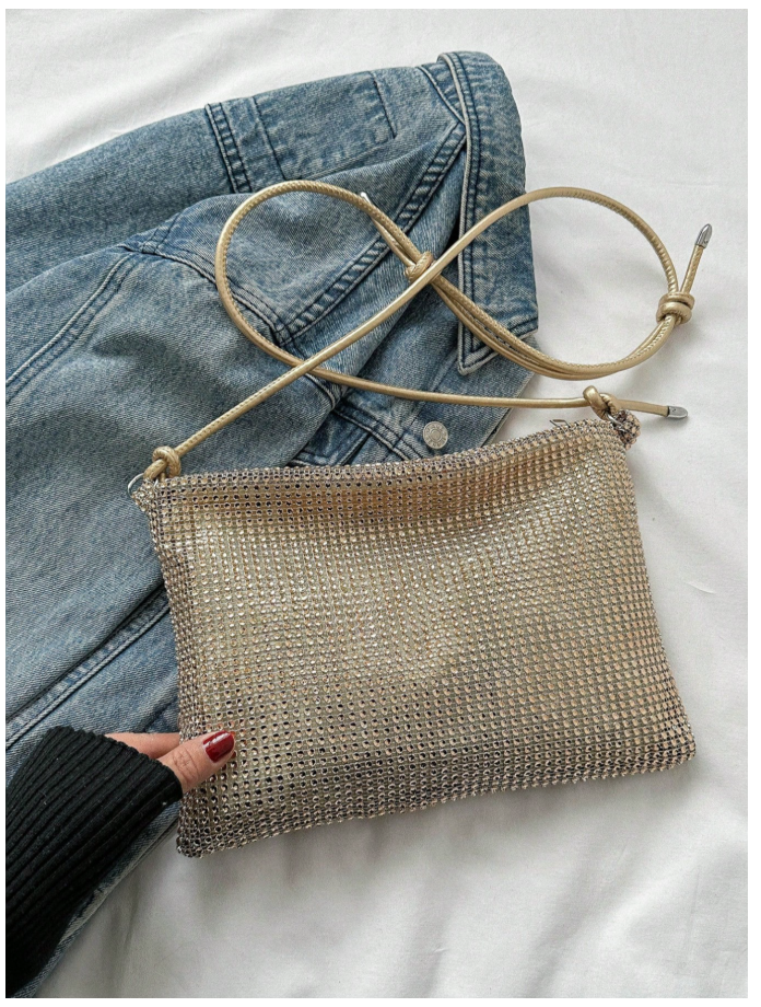 Cartera dorada metálica grande - 6188