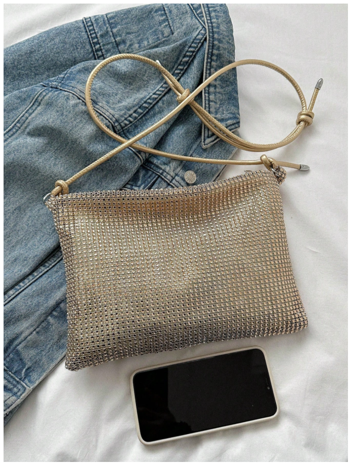 Cartera dorada metálica grande - 6188