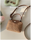 Cartera mini tipo monedero marrón estilo tejido de paja - 6190