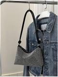 Cartera plateada asa negra - 6191