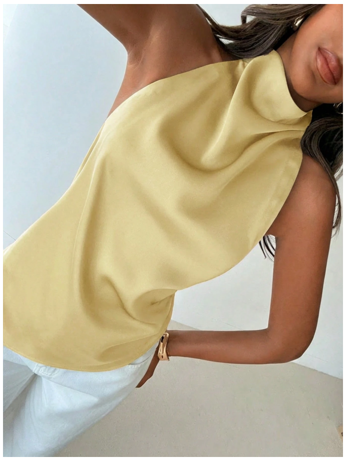 Camisa amarilla cuello alto espalda descubierta - 6204