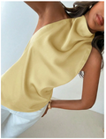 Camisa amarilla cuello alto espalda descubierta - 6204