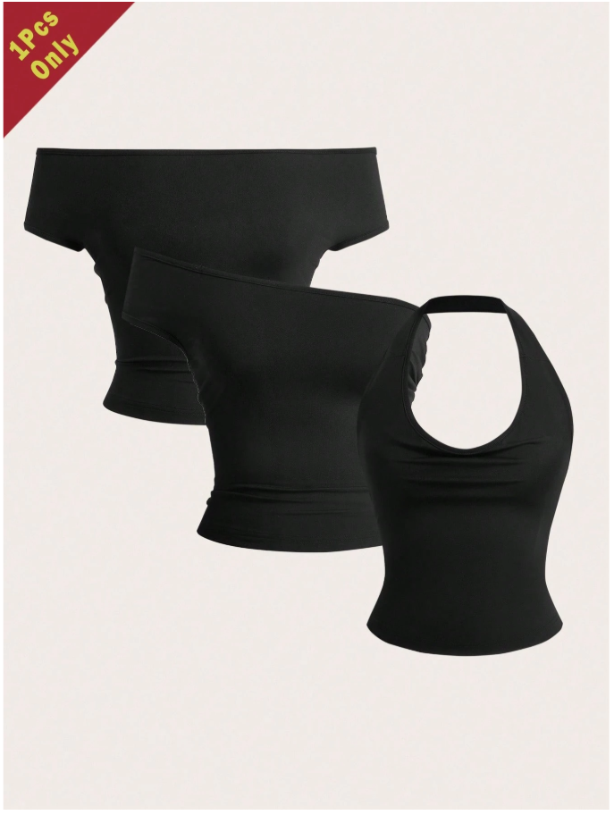 Crop top negro 3 formas de uso - 6209