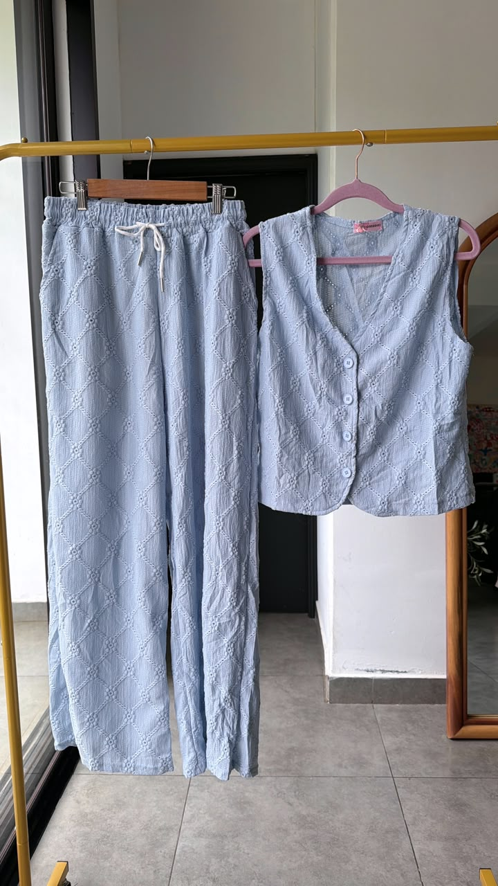 Set pantalón & vest con detalles bordados - 6243