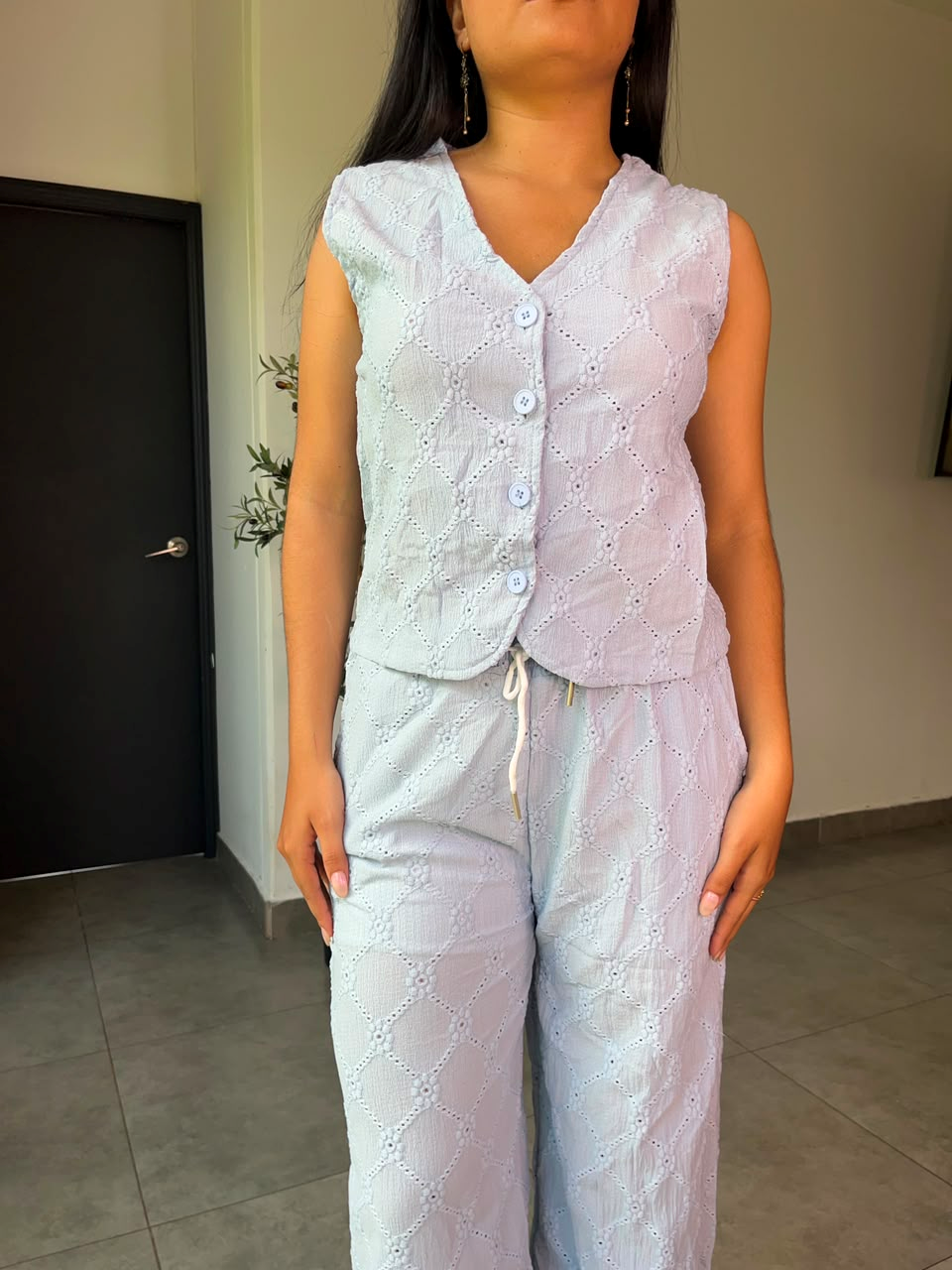 Set pantalón & vest con detalles bordados - 6243
