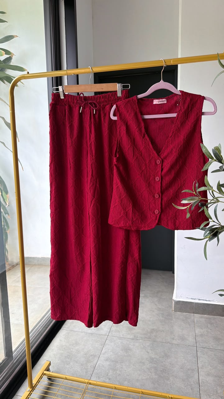 Set pantalón & vest con detalles bordados - 6243