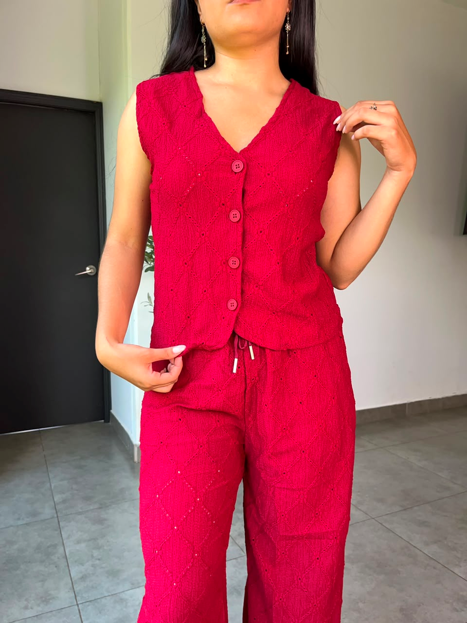 Set pantalón & vest con detalles bordados - 6243