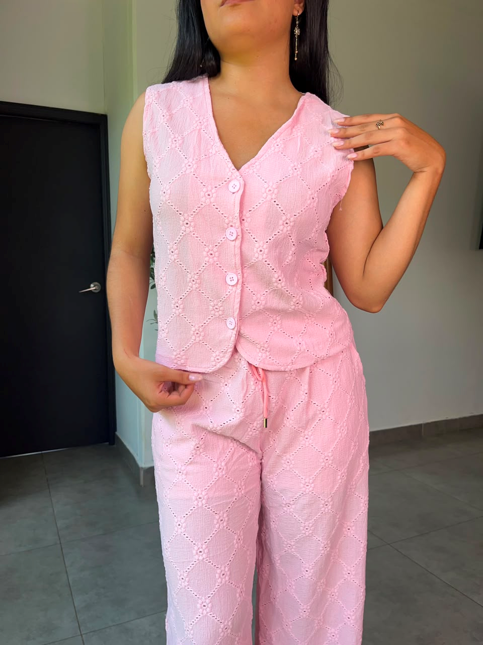 Set pantalón & vest con detalles bordados - 6243