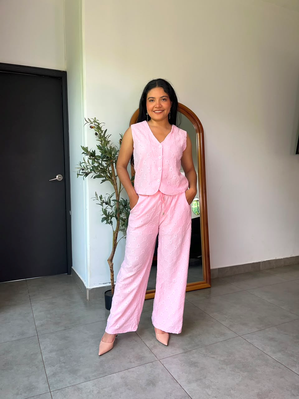 Set pantalón & vest con detalles bordados - 6243