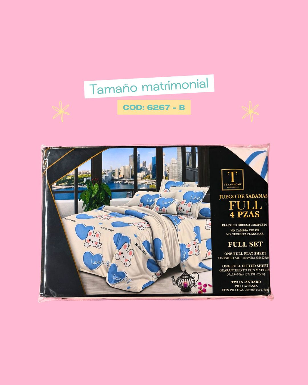 Set de ropa de cama tamaño matrimonial - 6267