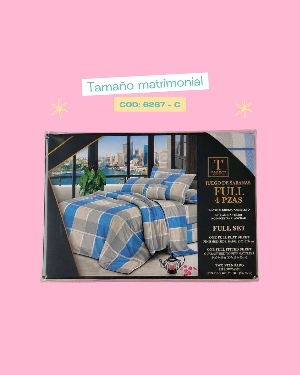 Set de ropa de cama tamaño matrimonial - 6267
