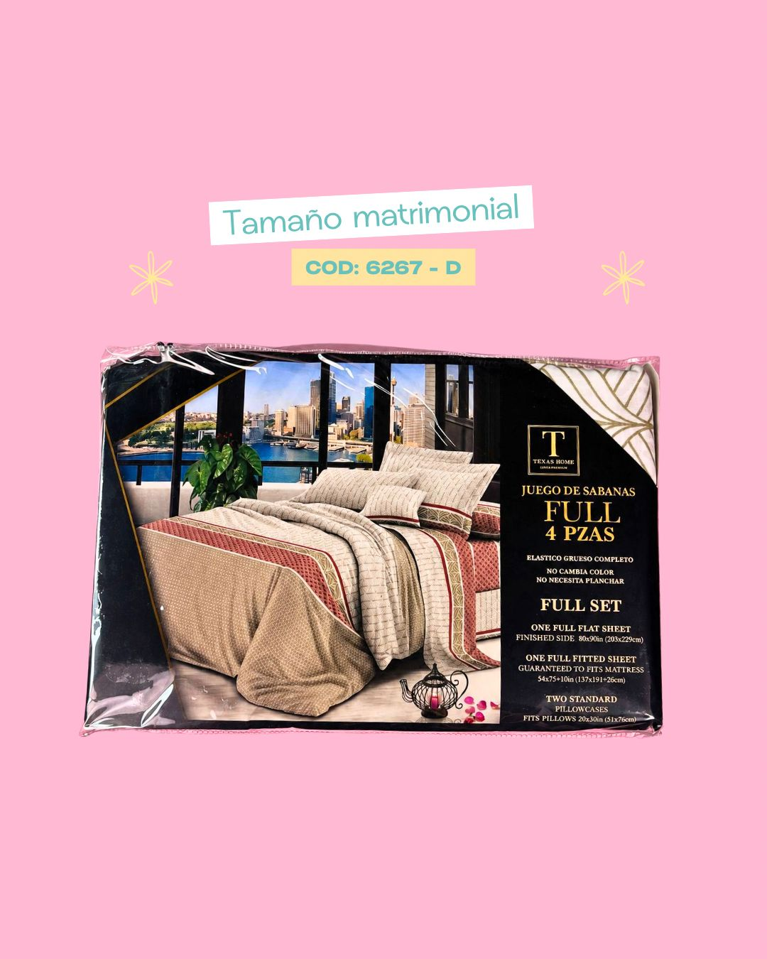 Set de ropa de cama tamaño matrimonial - 6267