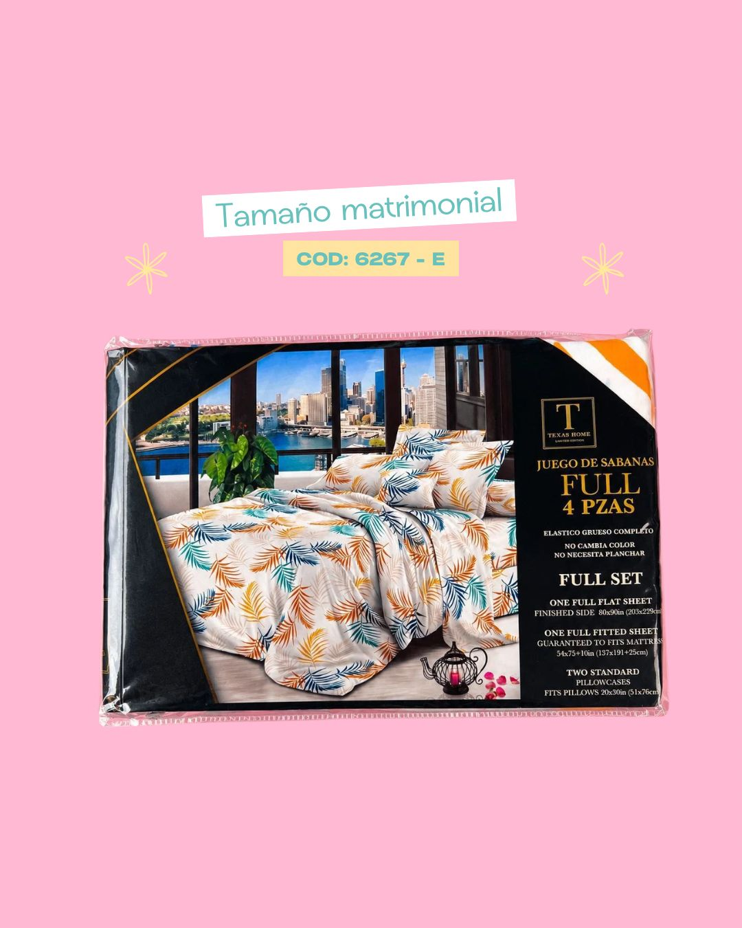 Set de ropa de cama tamaño matrimonial - 6267