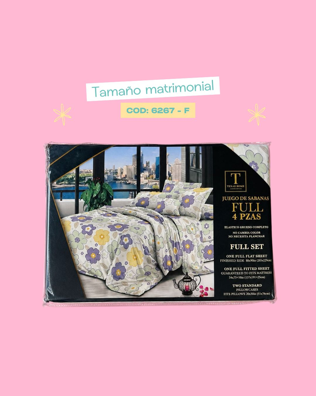 Set de ropa de cama tamaño matrimonial - 6267
