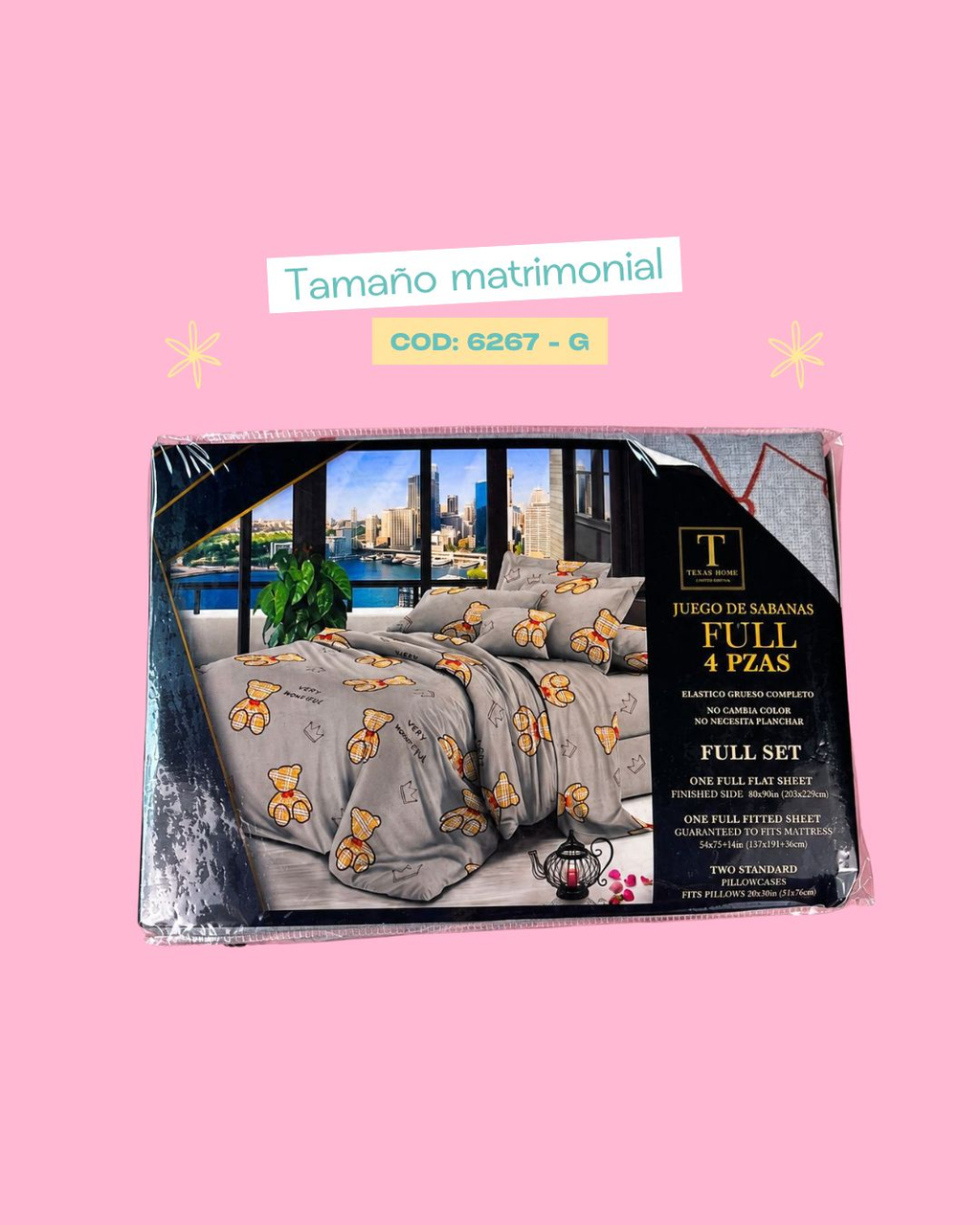 Set de ropa de cama tamaño matrimonial - 6267