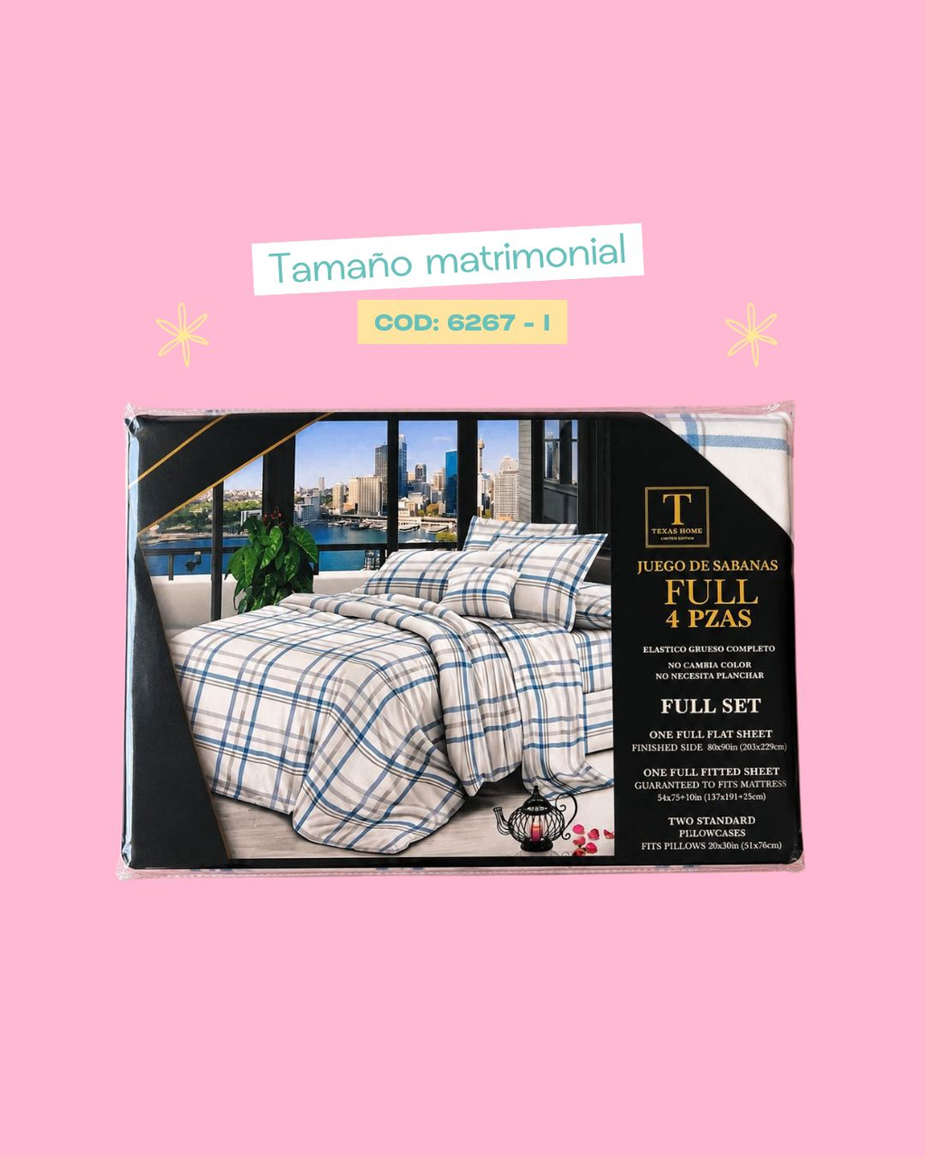 Set de ropa de cama tamaño matrimonial - 6267