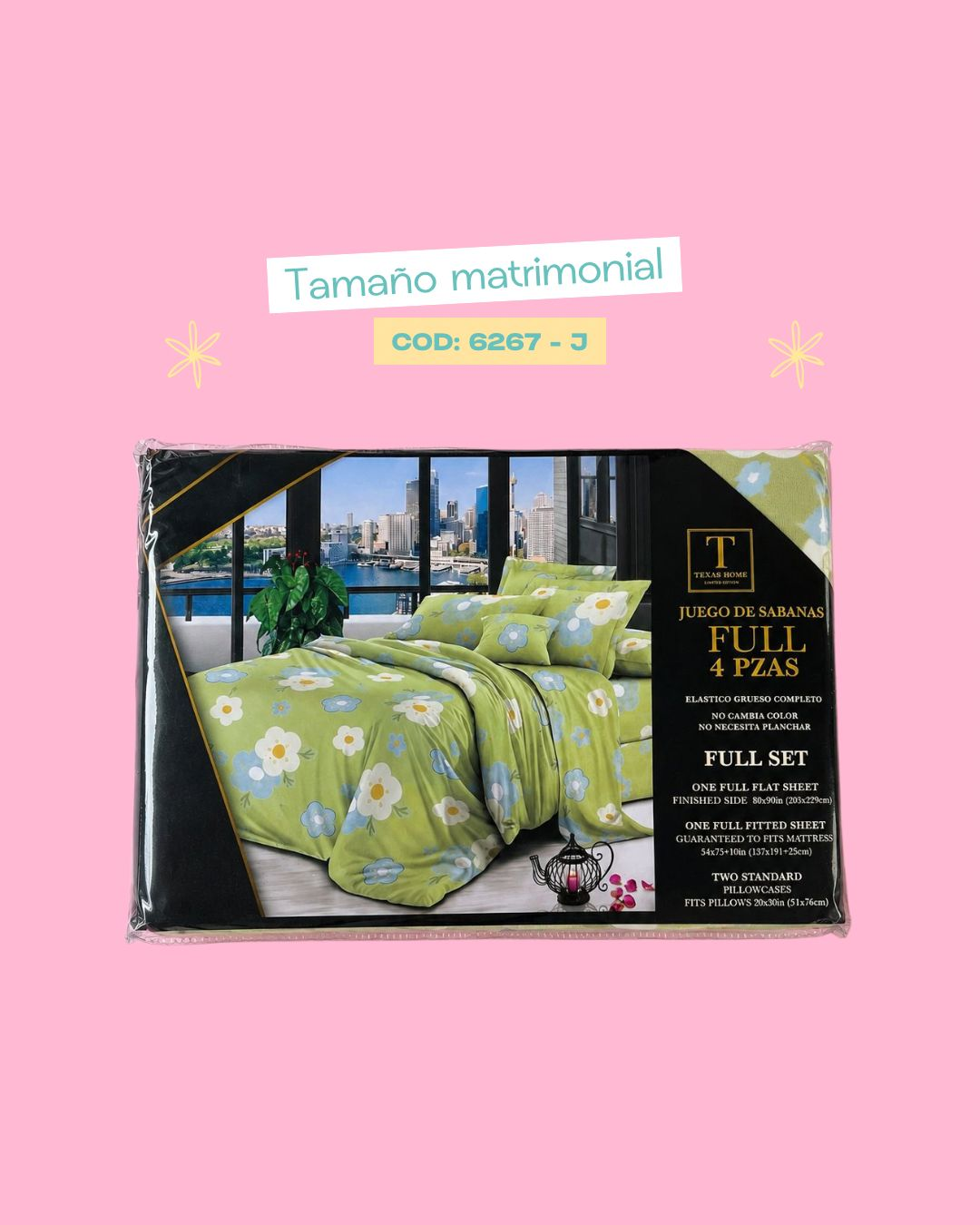 Set de ropa de cama tamaño matrimonial - 6267