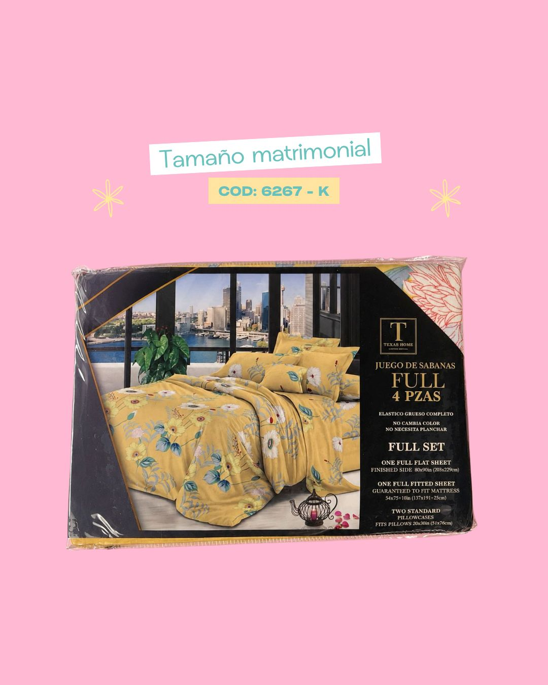 Set de ropa de cama tamaño matrimonial - 6267