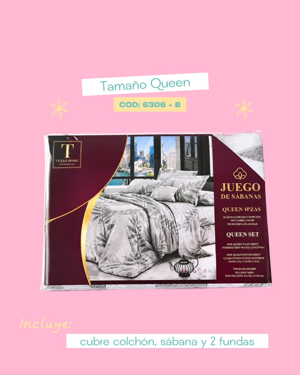 Set de ropa de cama tamaño Queen - 6306