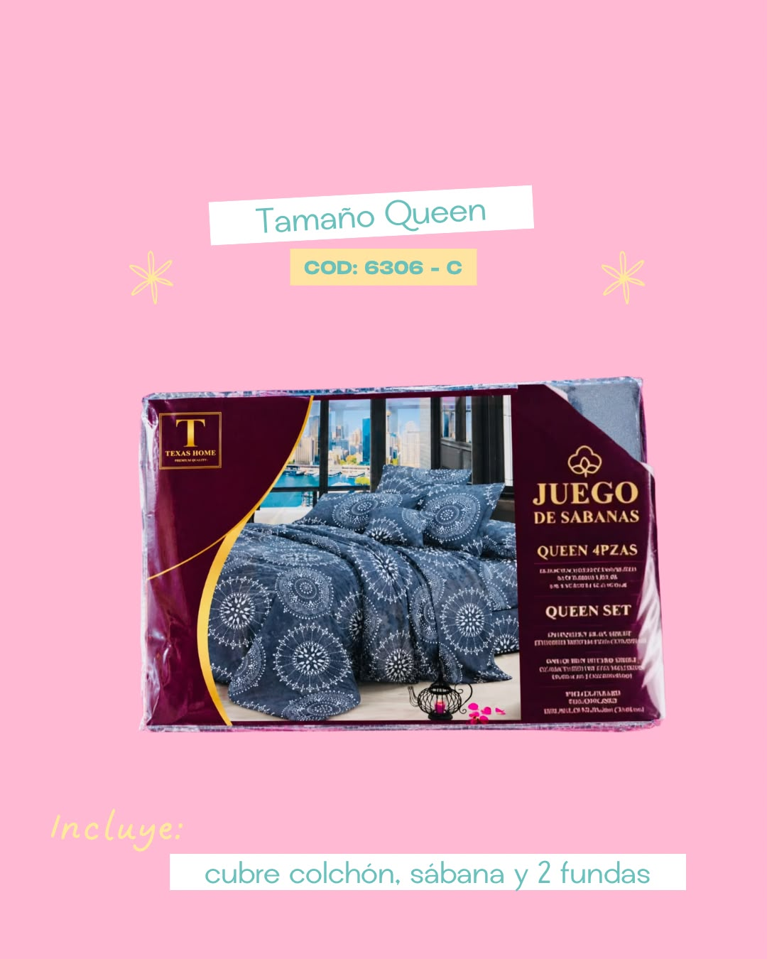 Set de ropa de cama tamaño Queen - 6306
