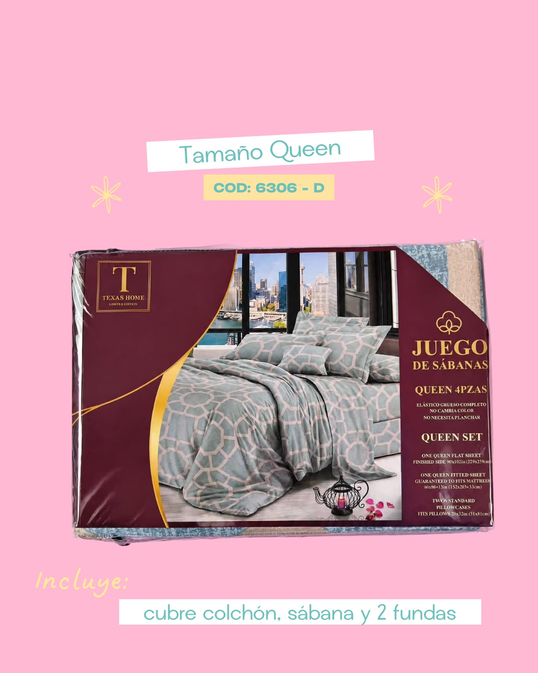 Set de ropa de cama tamaño Queen - 6306