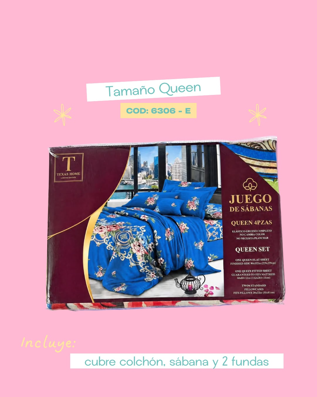 Set de ropa de cama tamaño Queen - 6306