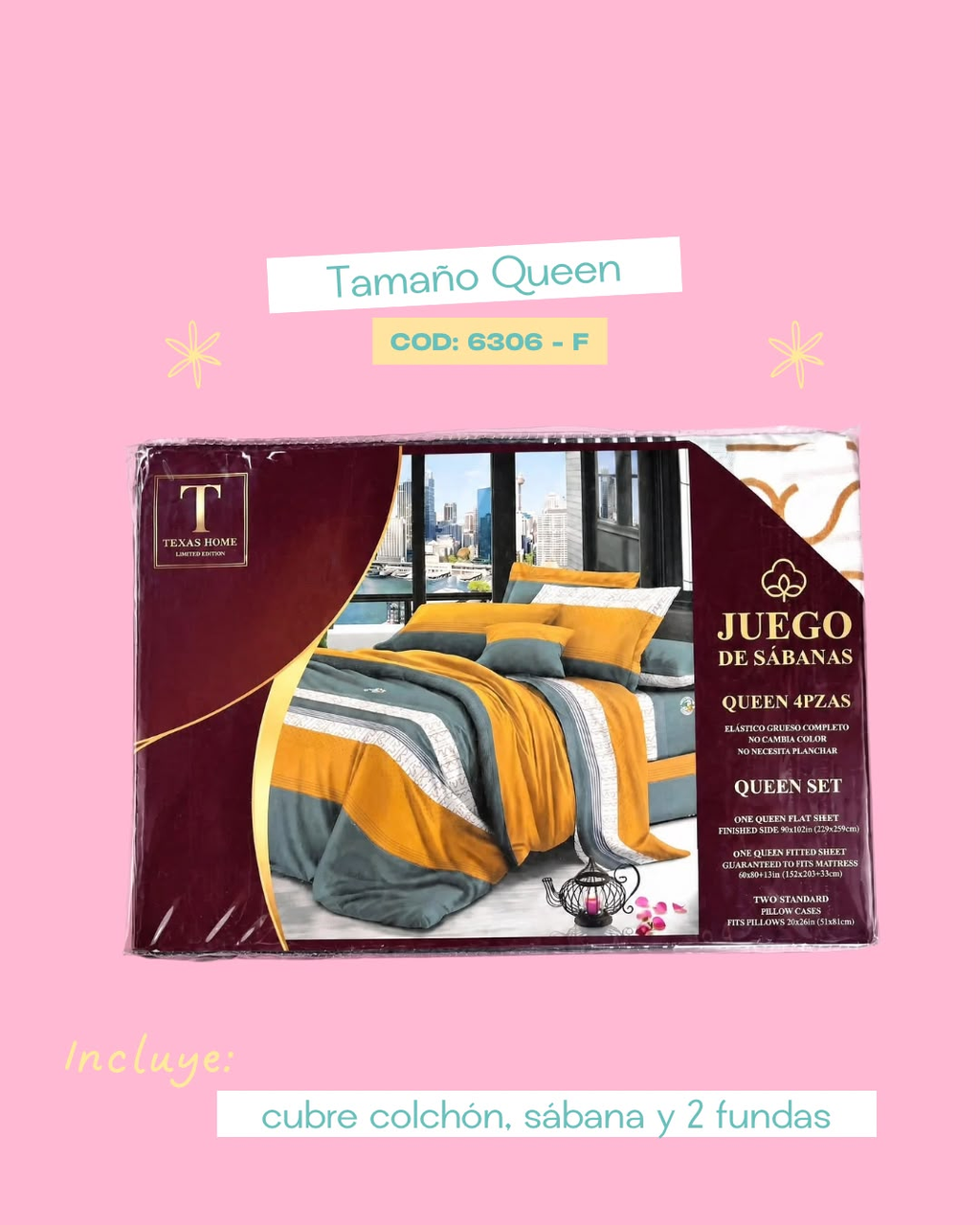 Set de ropa de cama tamaño Queen - 6306