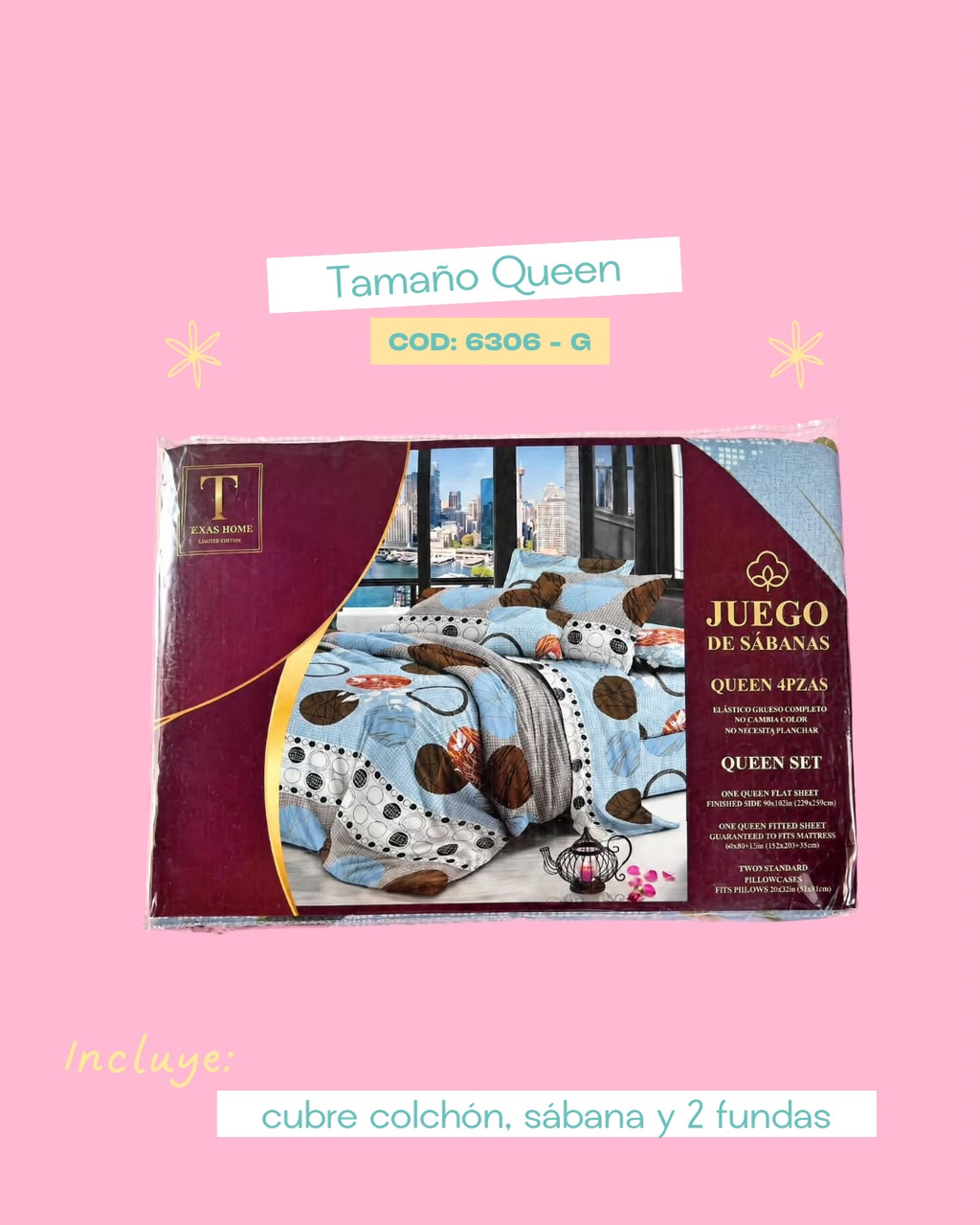 Set de ropa de cama tamaño Queen - 6306