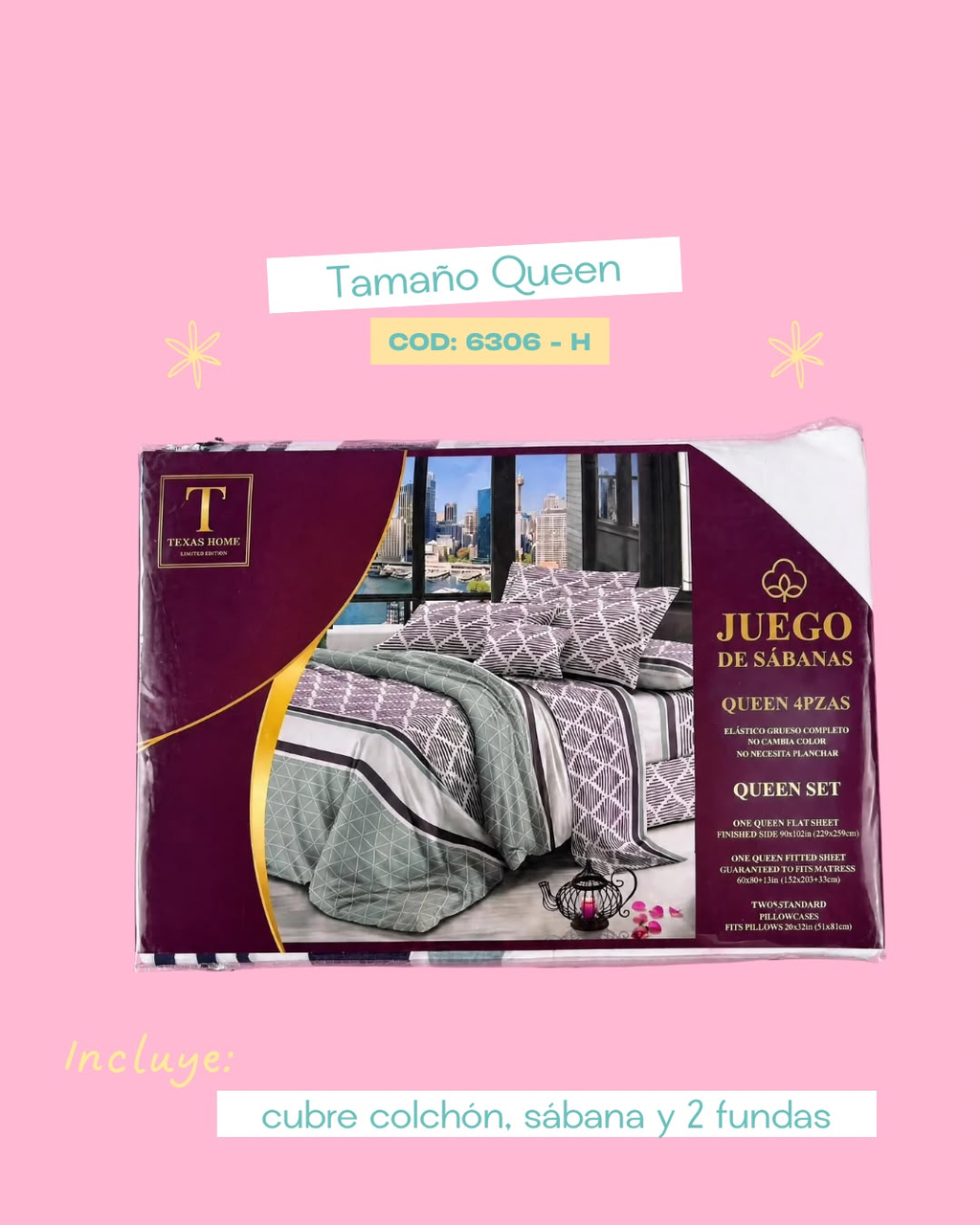 Set de ropa de cama tamaño Queen - 6306