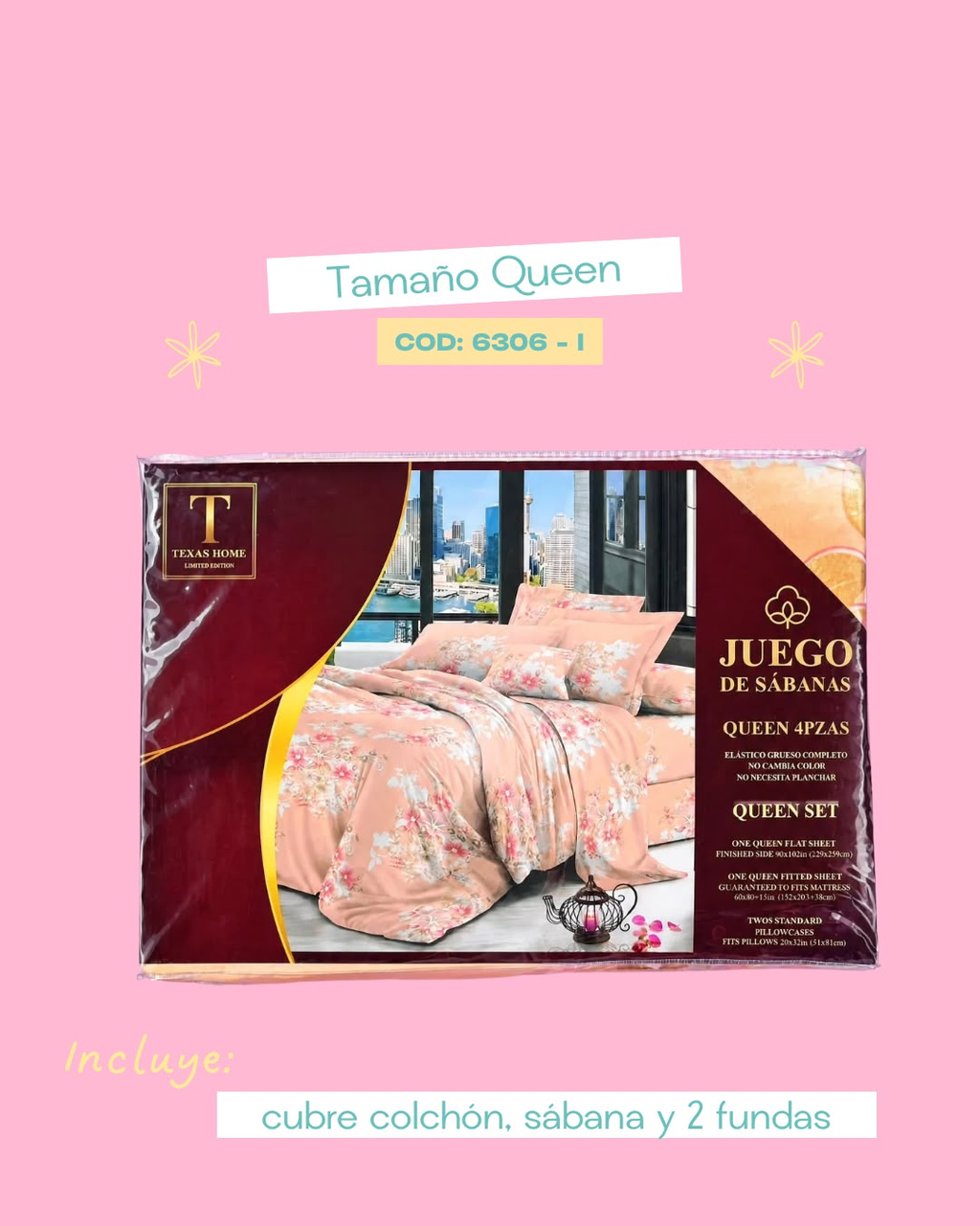 Set de ropa de cama tamaño Queen - 6306