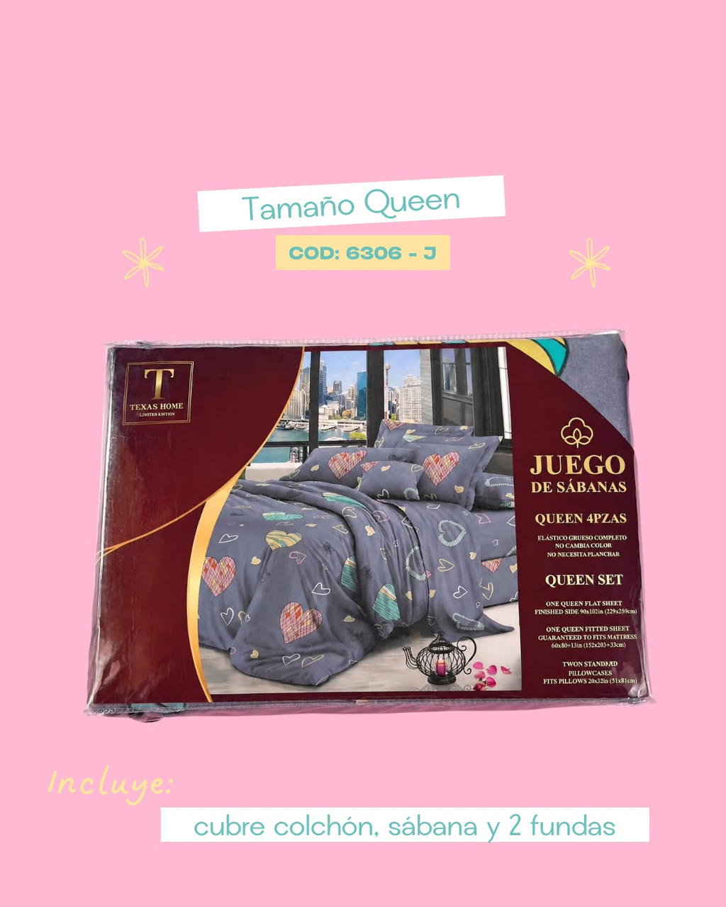 Set de ropa de cama tamaño Queen - 6306
