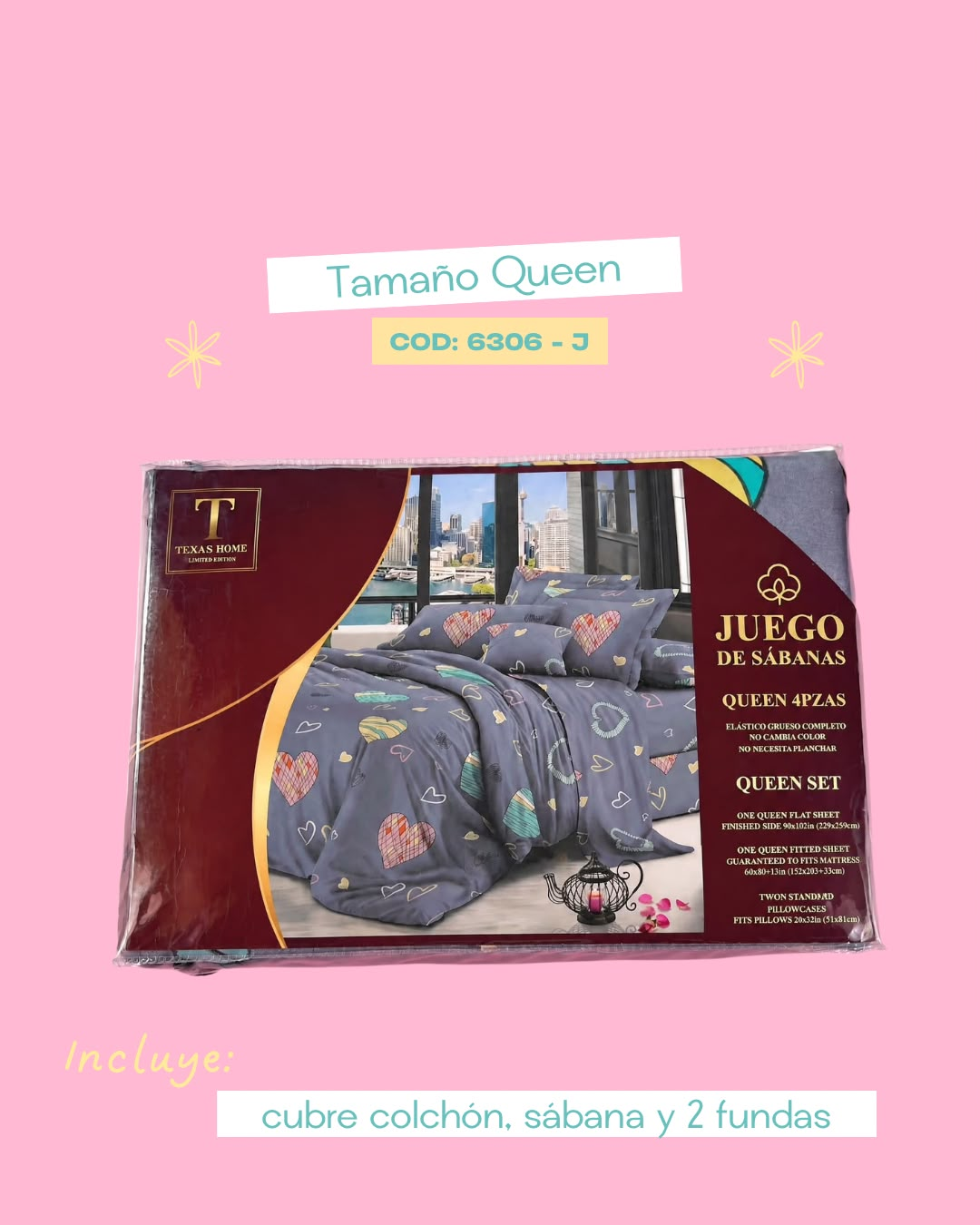 Set de ropa de cama tamaño Queen - 6306