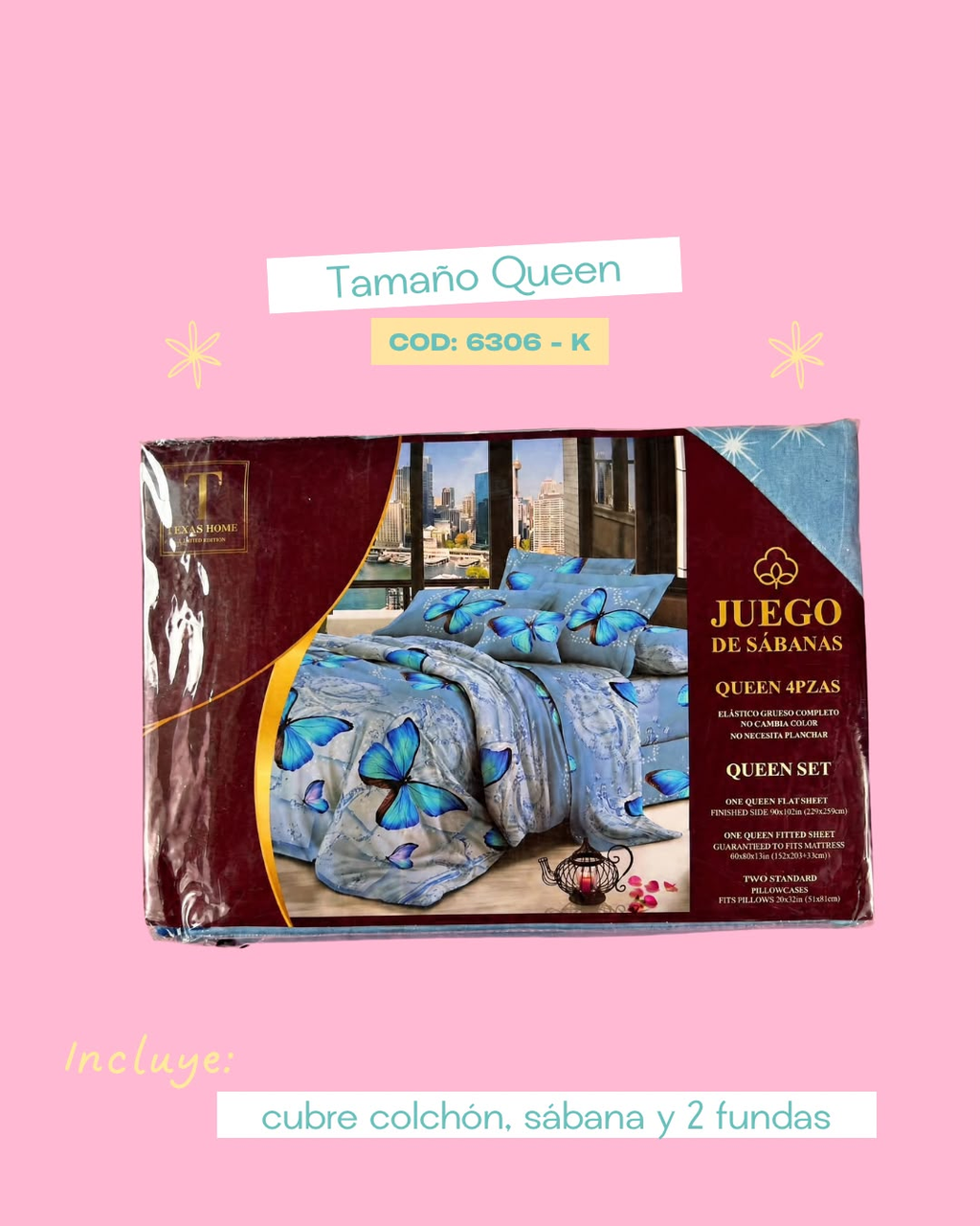 Set de ropa de cama tamaño Queen - 6306
