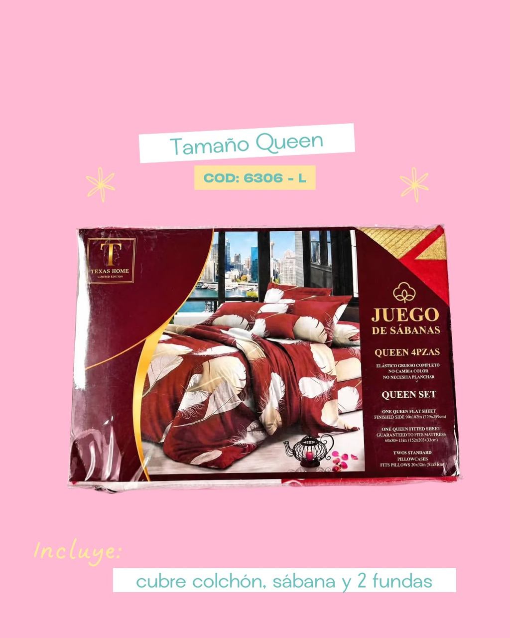 Set de ropa de cama tamaño Queen - 6306