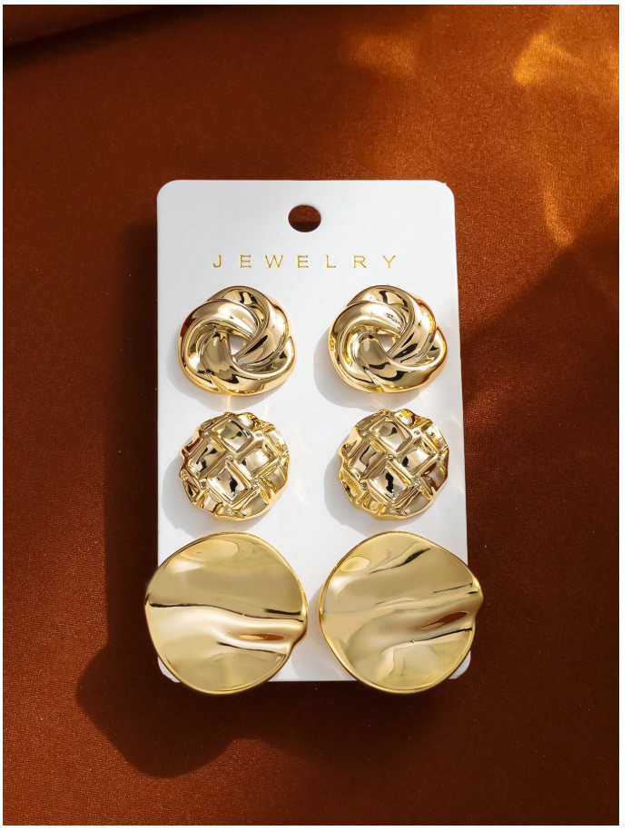 6 pack pendientes dorados circulares - 6325