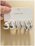 6 pack de pendientes plateados - 6327