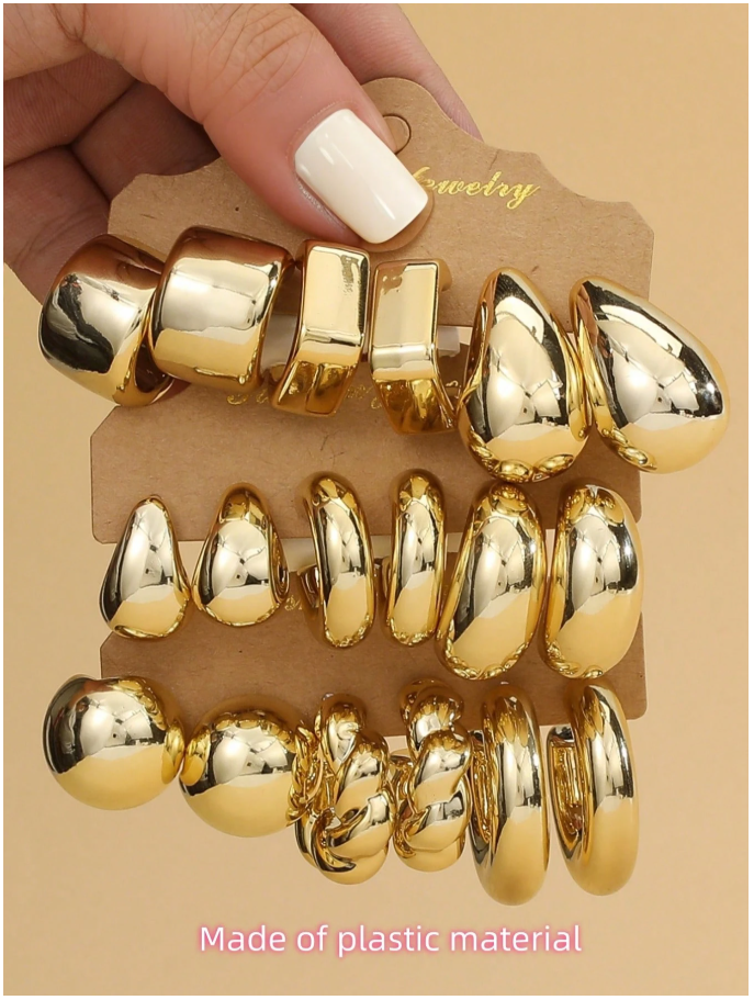18 pack pendientes dorados variados - 6332