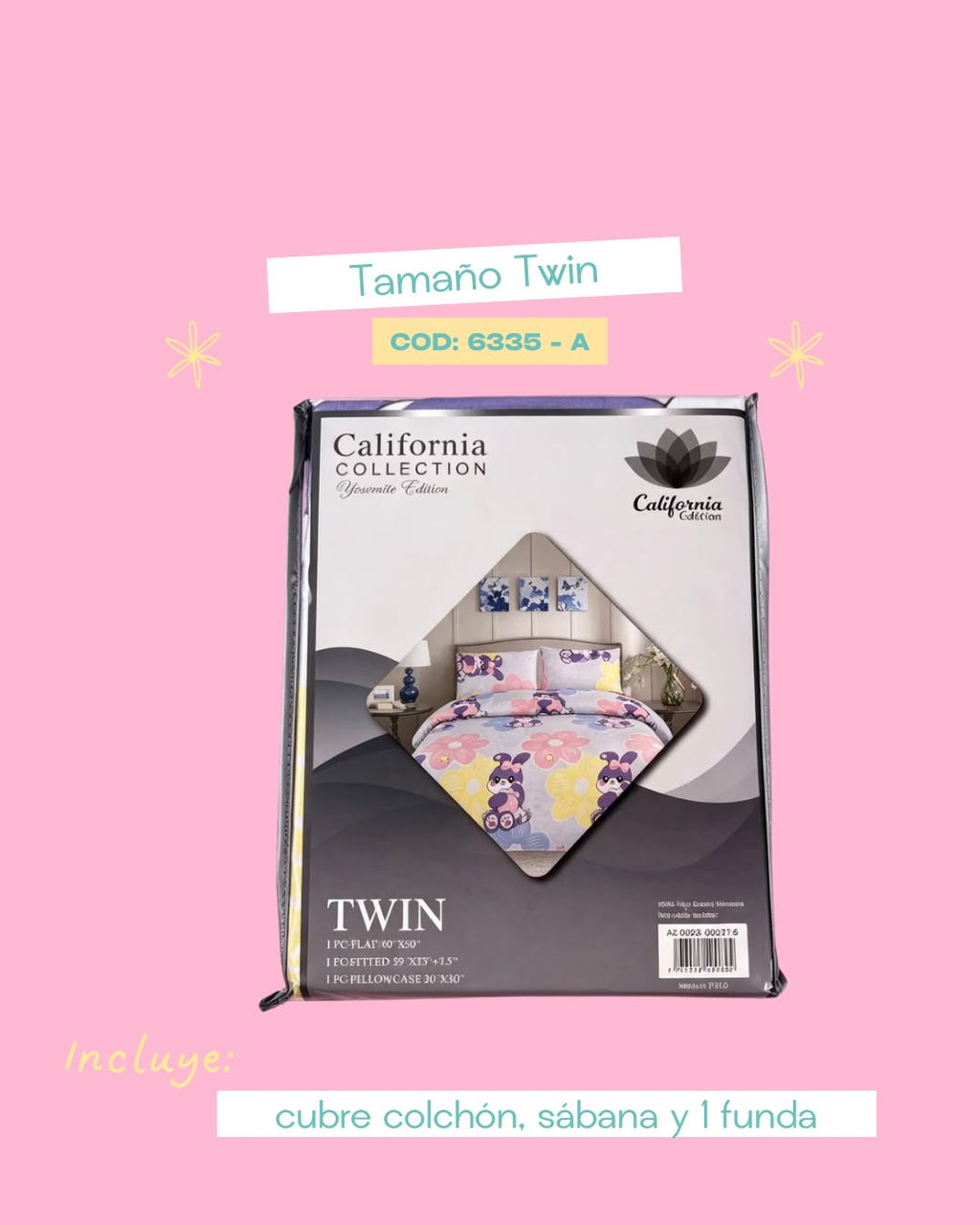 Set de ropa de cama 3 pIezas tamaño Twin - 6335