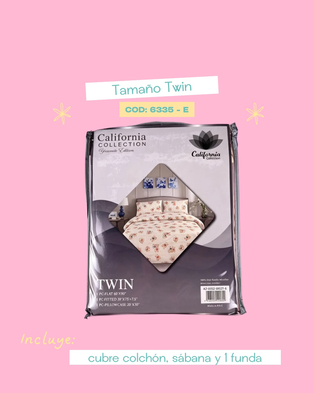 Set de ropa de cama 3 pIezas tamaño Twin - 6335