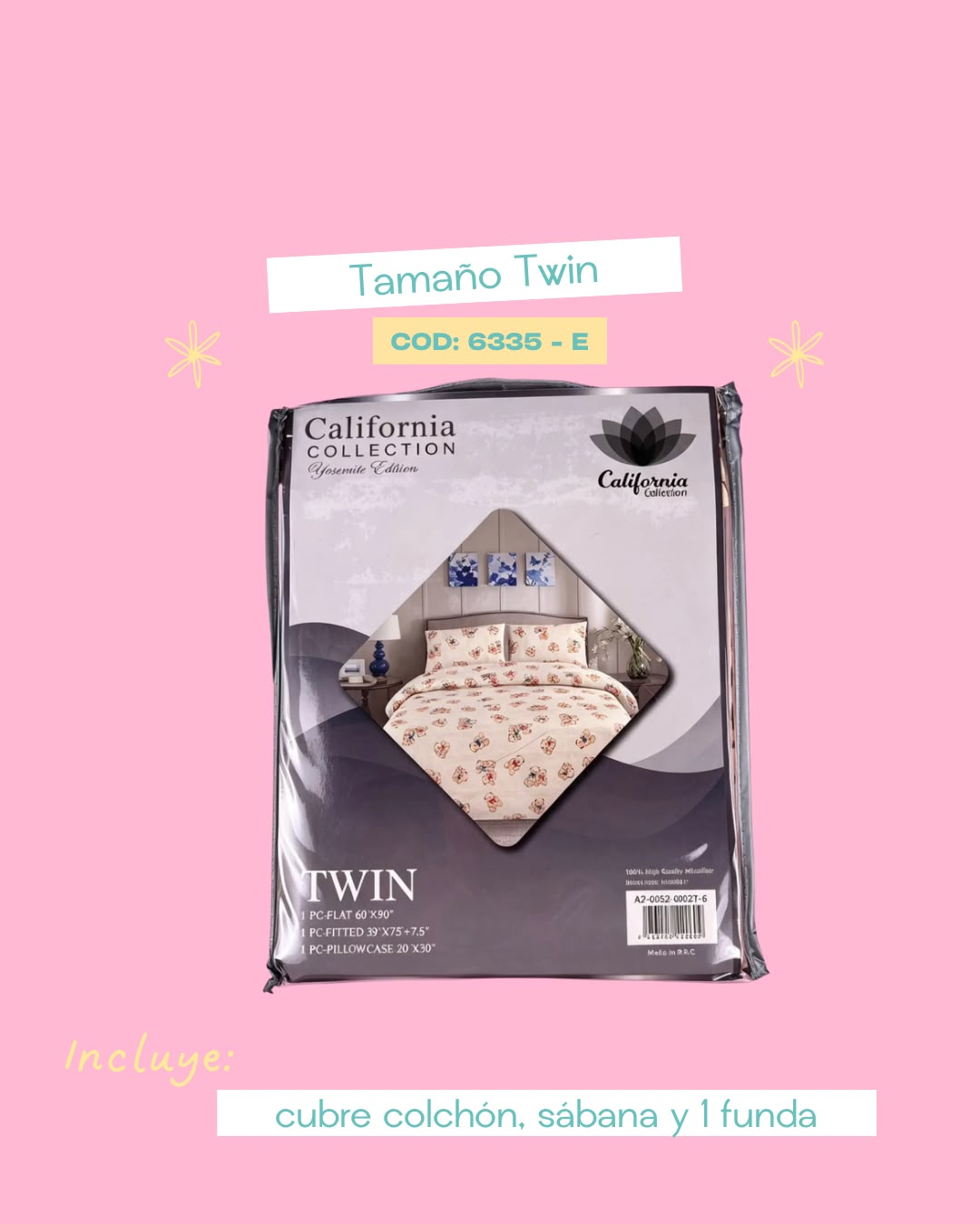 Set de ropa de cama 3 pIezas tamaño Twin - 6335