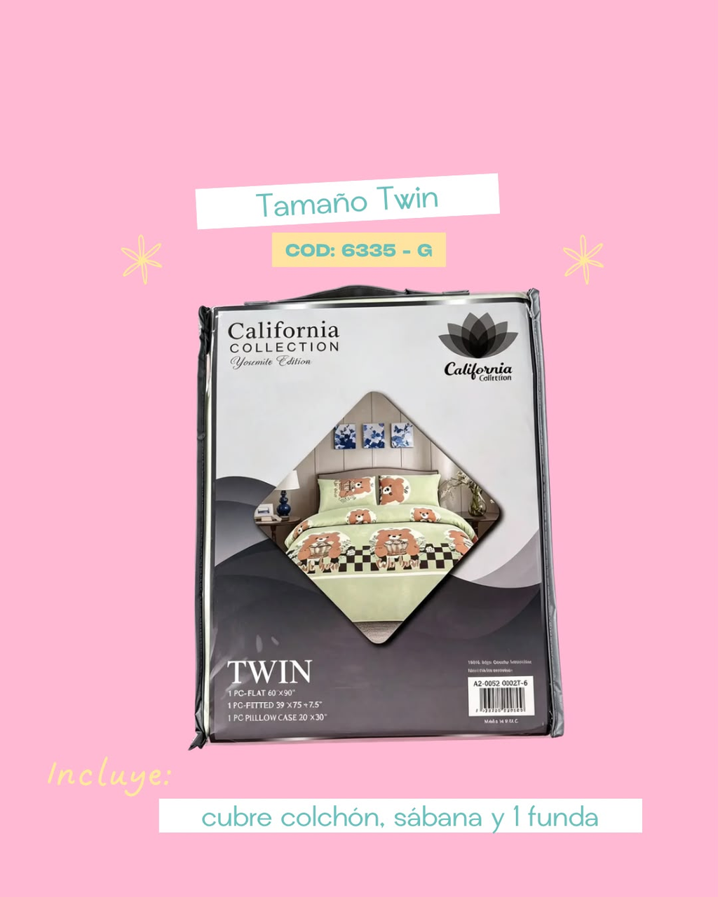 Set de ropa de cama 3 pIezas tamaño Twin - 6335