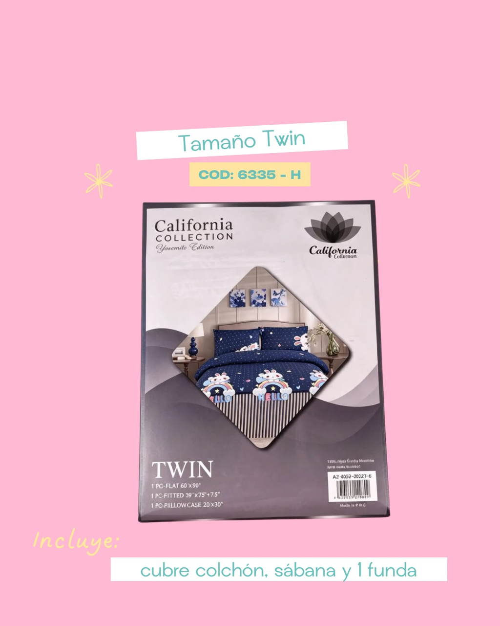Set de ropa de cama 3 pIezas tamaño Twin - 6335