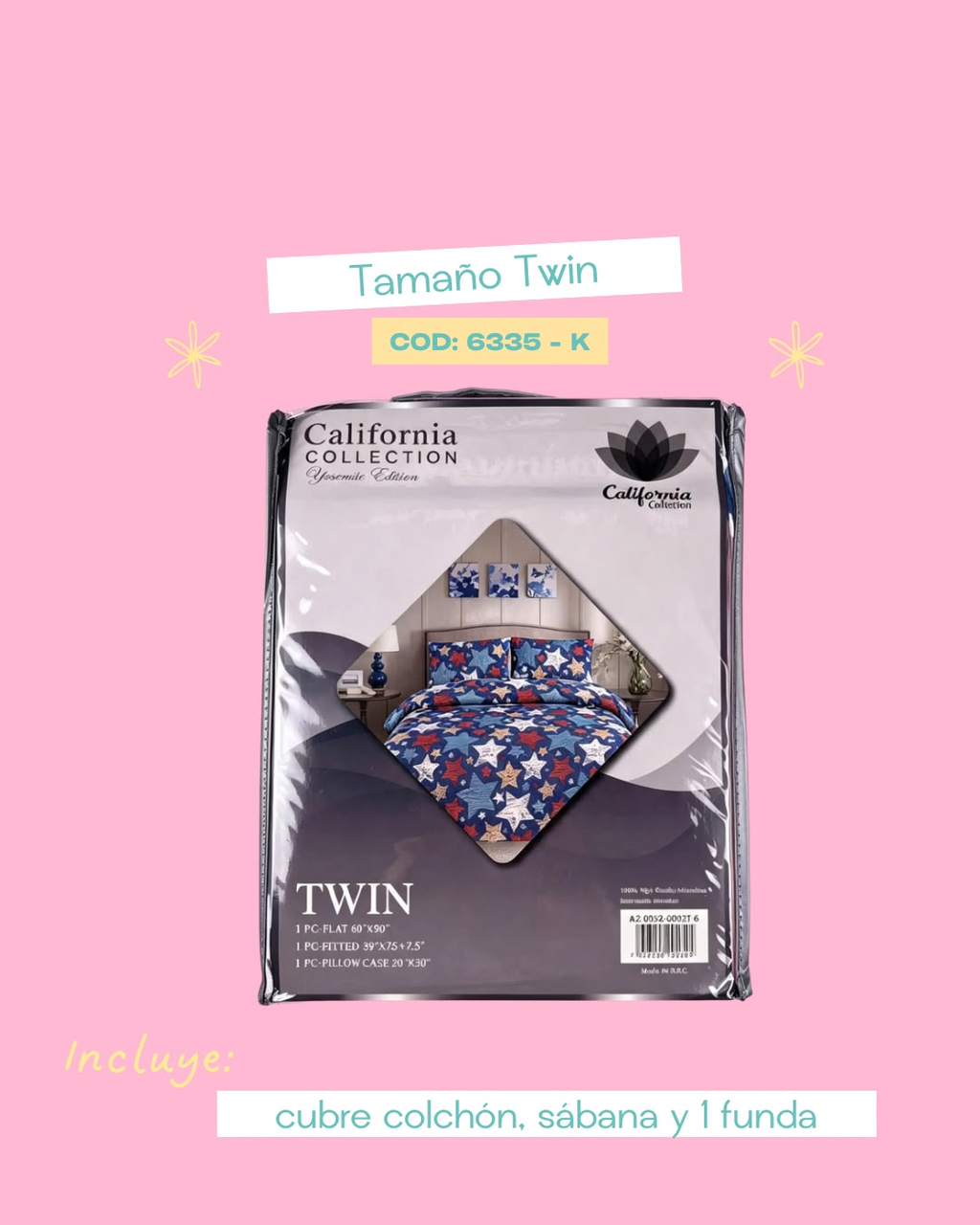 Set de ropa de cama 3 pIezas tamaño Twin - 6335