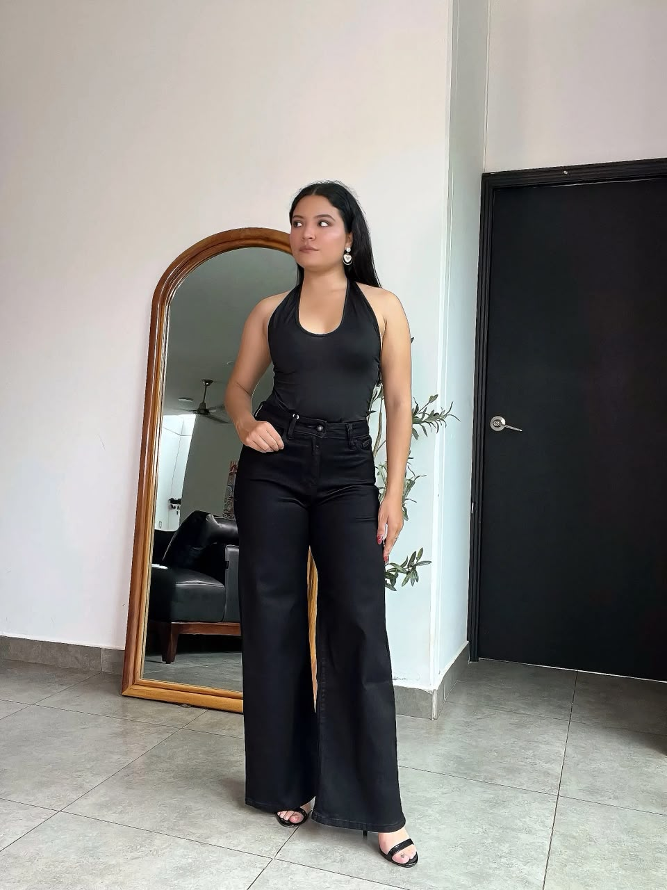 Pantalon wide leg negro Sweet couture - 6381