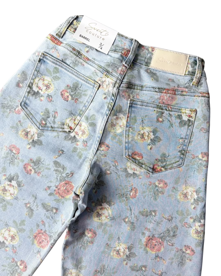 Pantalon estilo barrel con estampado floral - 6383